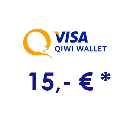 Пополнить электронный кошелёк QIWI суммой 15,- € в рублях