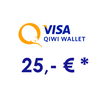 Пополнить электронный кошелёк QIWI суммой 25,- € в рублях