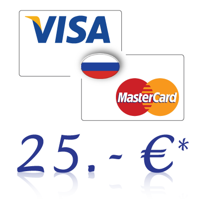 Пополнить банковскую карту в России суммой 25,- € в рублях
