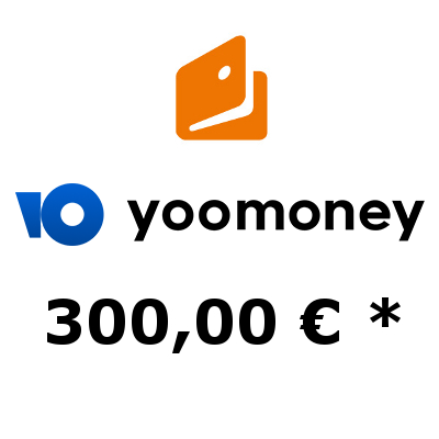 Пополнить кошелёк ЮMoney суммой 300,- €